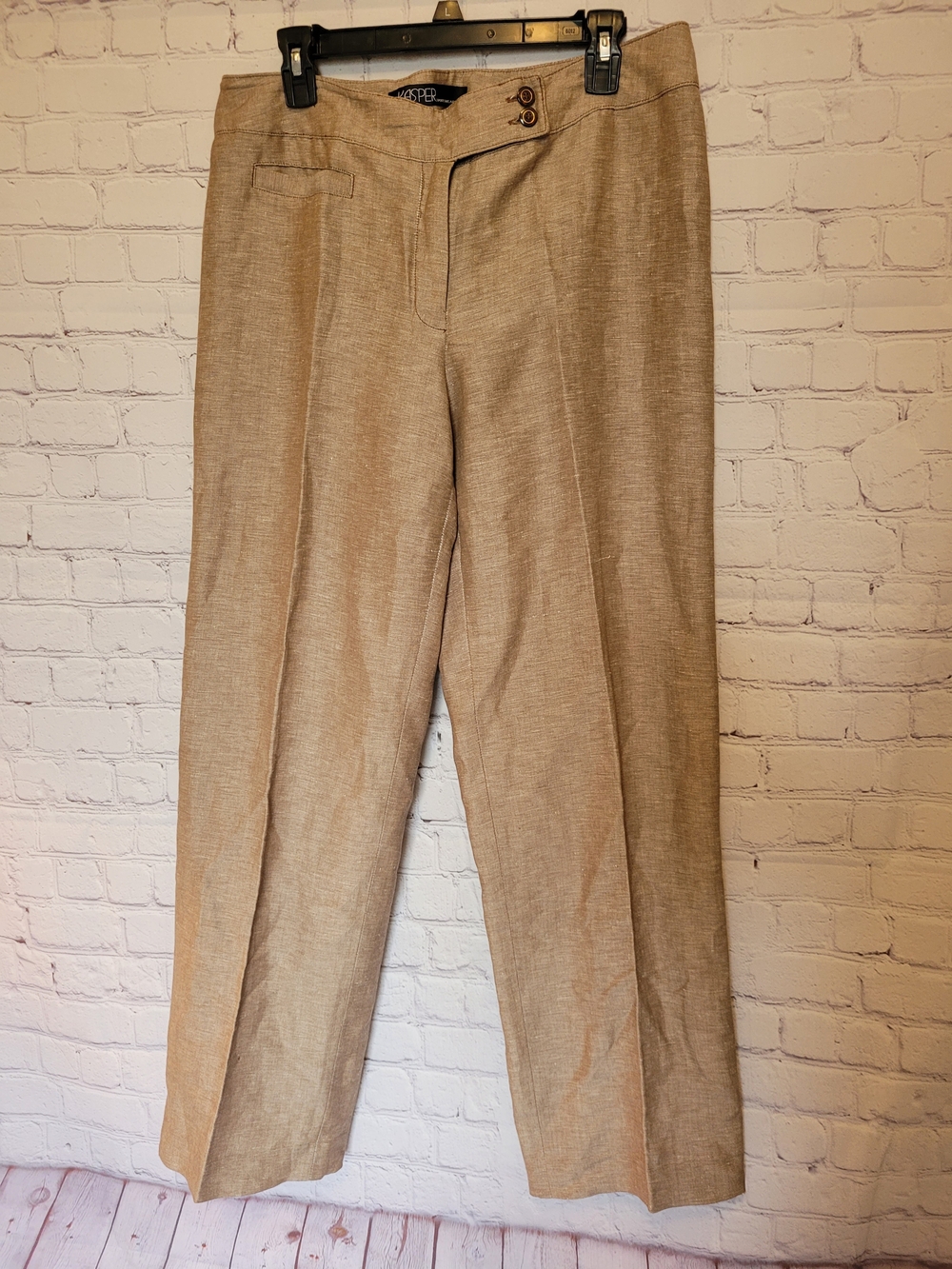 Kasper Size 12 Linen Blend Tan Light Brown Trousers Pants
